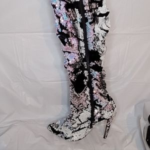 Thigh High Sequined Boots